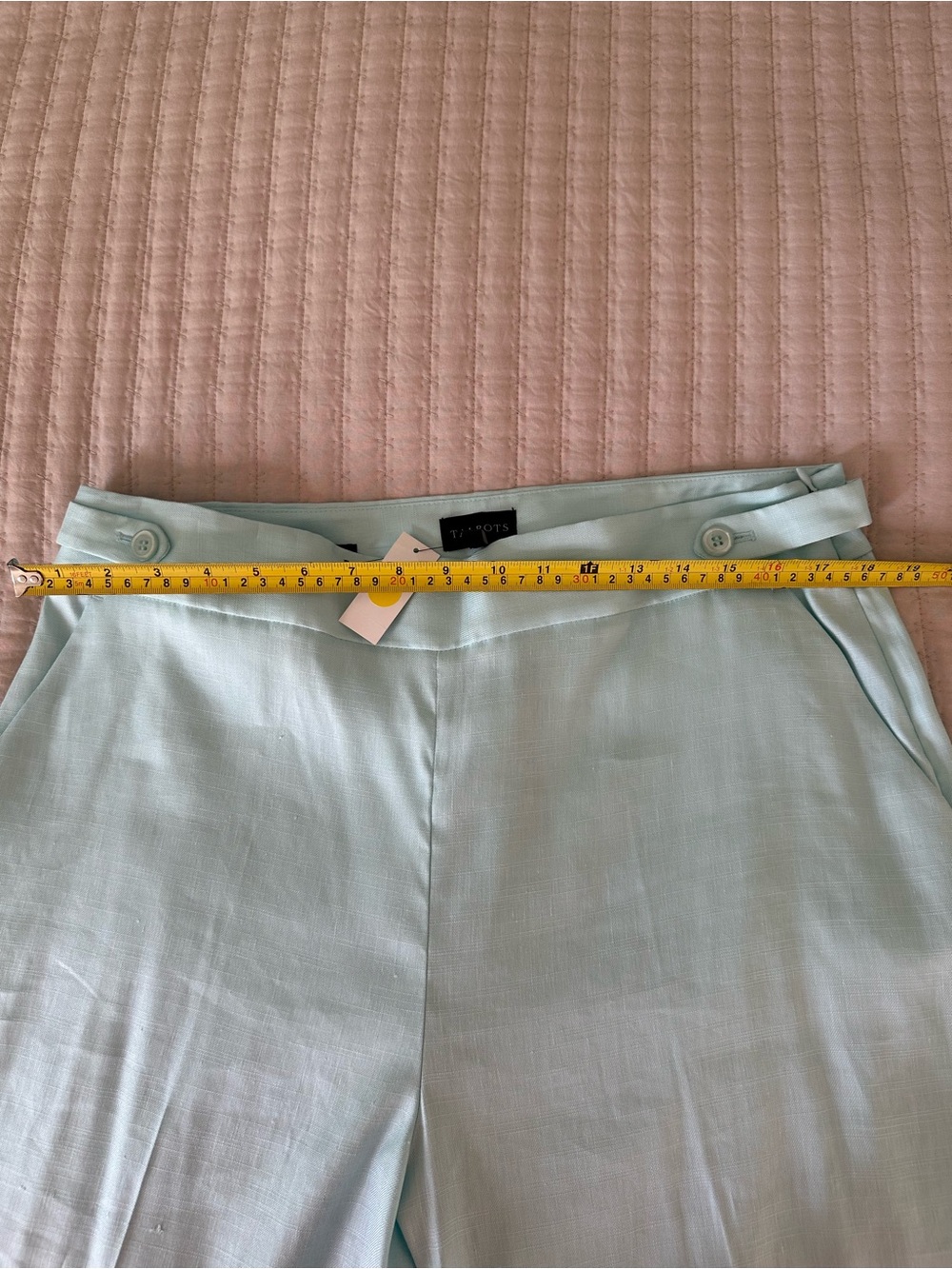 NWT Talbots Curvy Wide Leg Linen Blend Pants Size 14 Mint Aqua High Rise - Picture 10 of 15